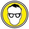 Circular image of a blank head with goggles