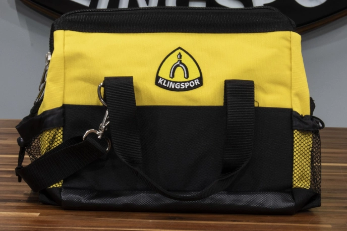 KLINGSPOR logo bag in black and yellow