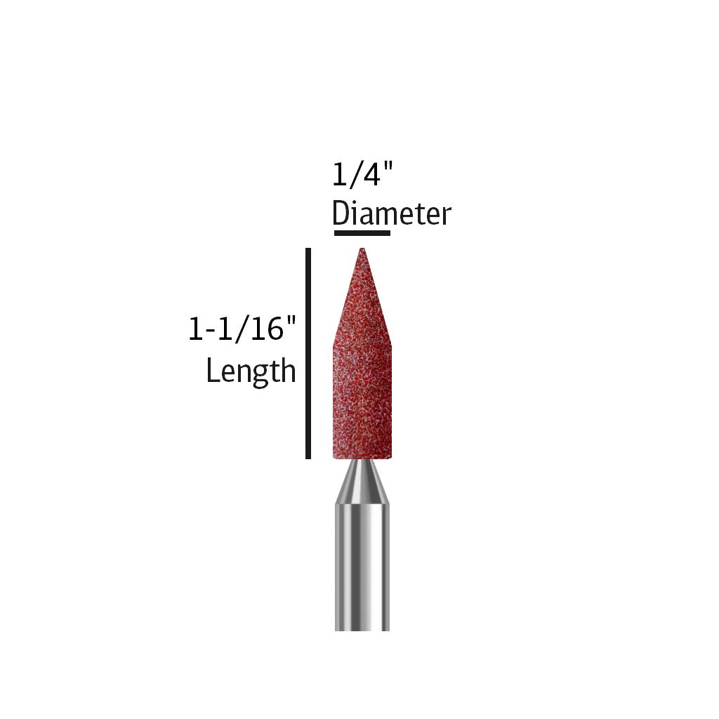 A015 Red pointed cone, 1-1/16 inch length and 1/4 inch diameter